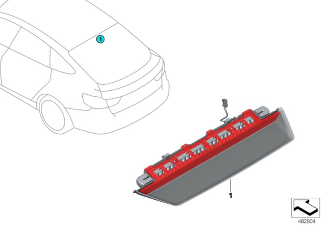 2018 BMW 640i xDrive Gran Turismo Third Stoplamp Diagram