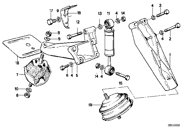 1985 BMW 318i Right Supporting Bracket Diagram for 11811176322