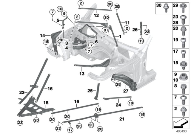 2014 BMW 328i xDrive Brace For Body Front End Diagram