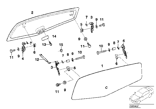 1994 BMW 530i Hood Parts Diagram 5