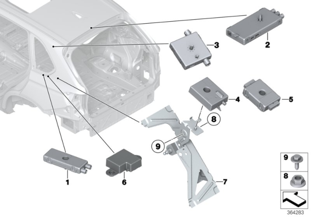 2015 BMW X6 Single Parts For Antenna-Diversity Diagram