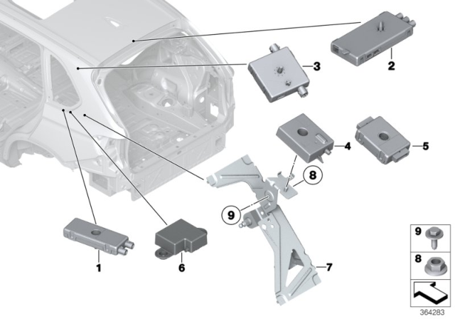 2016 BMW X5 xDrive35i(F15) Single Parts For Antenna-Diversity Diagram
