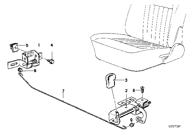 1975 BMW 530i Front Seat - Seat Catch Diagram