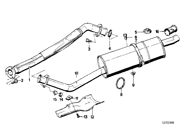 1979 BMW 320i Exhaust Muffler Rear Diagram for 18121175537