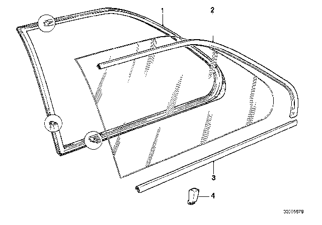 1989 BMW 325is Side Window, Fixed Diagram