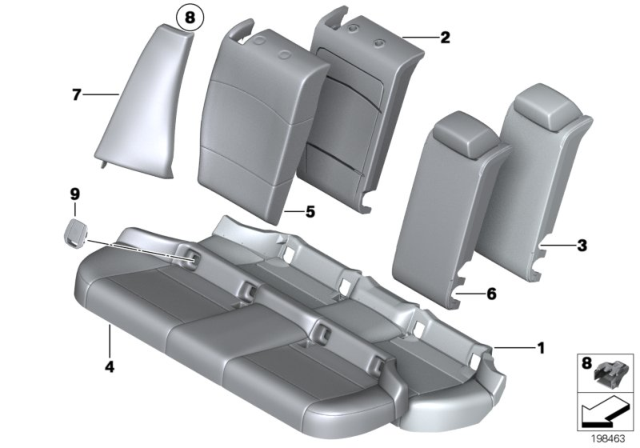 2013 BMW X1 Side Section, Imitation Leather, Right Diagram for 52202992404