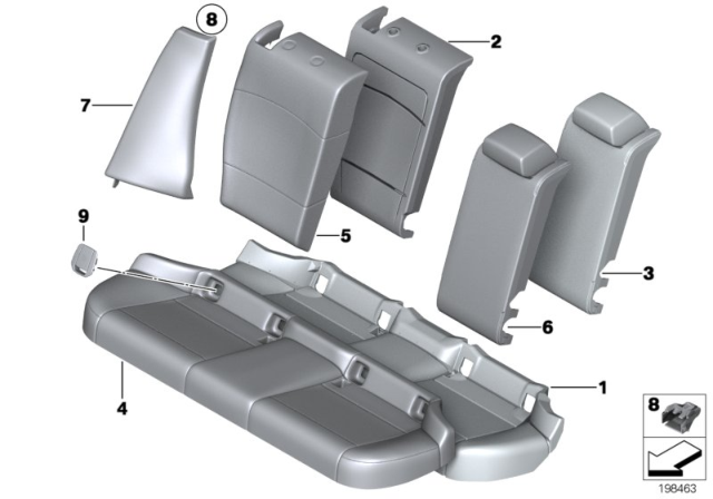 2013 BMW X1 Right Backrest Upholstery Diagram for 52202992070