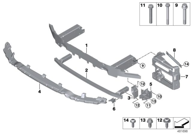 2018 BMW X3 Support, Front Diagram