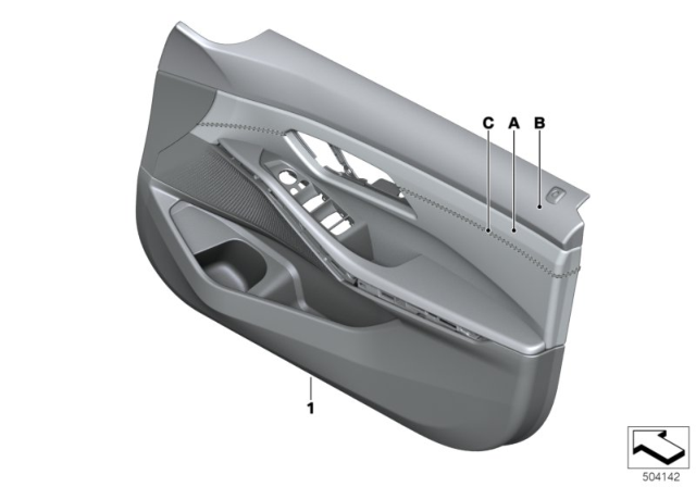 2020 BMW 330i xDrive DOOR PANEL, LEATHER, FRONT L Diagram for 51417993603