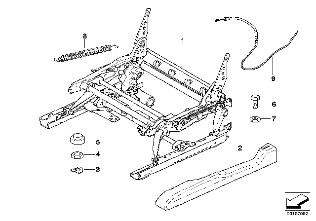 2010 BMW 650i Front Seat Rail Diagram