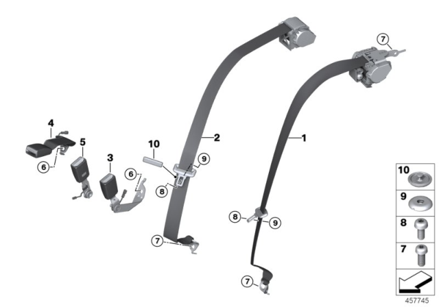 2017 BMW 740i Safety Belt Rear Diagram