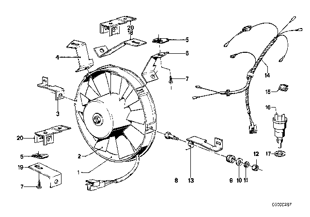 1977 BMW 320i Coupe Sedan Heater Blower Diagram for 17401361556