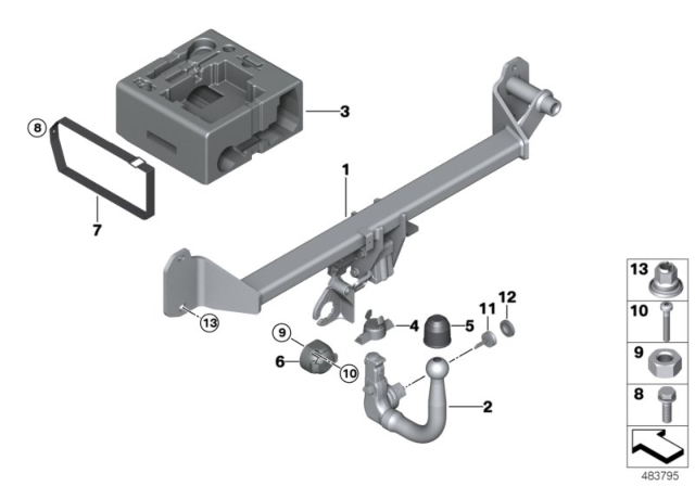 2019 BMW X1 Rear Rack Preparation Diagram