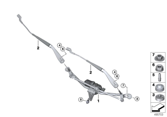 2020 BMW X5 Wiper Arm, Passenger'S Side Diagram for 61619479245