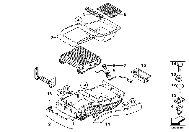 2012 BMW X6 Centre Console Diagram