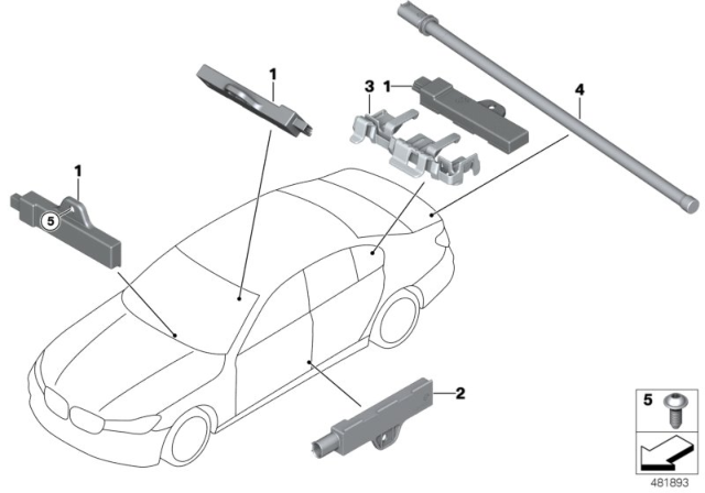 2020 BMW 530i Single Parts, Aerial, Comfort Access Diagram