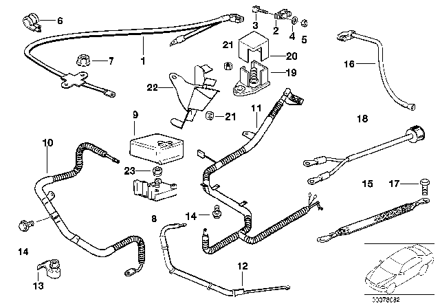 1995 BMW 740iL Cable Alternator-Starter-Base B Diagram for 12421742999