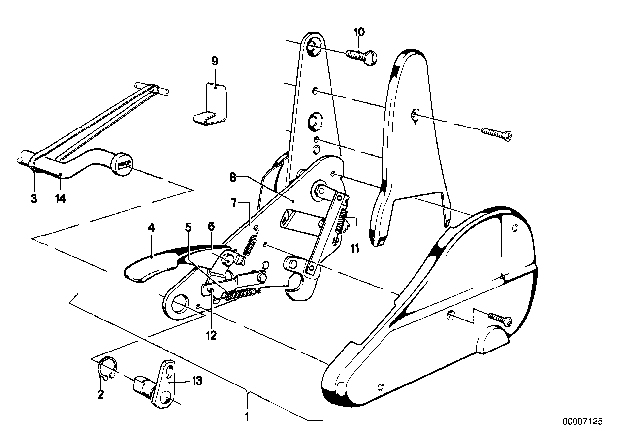1981 BMW 320i Reclining.Seat Fitting Outer Left Diagram for 52101845797