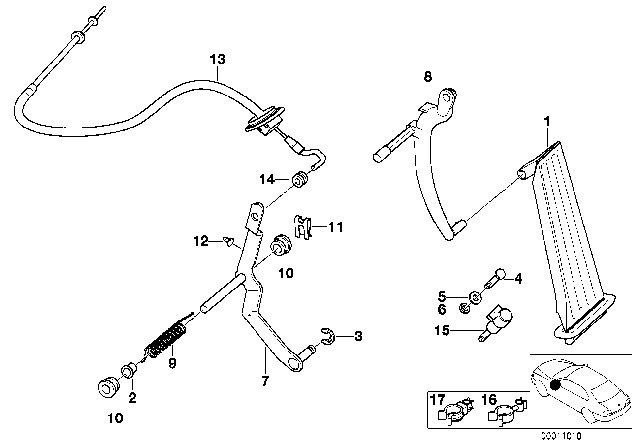 1993 BMW 318is Accelerator Pedal / Bowden Cable Diagram