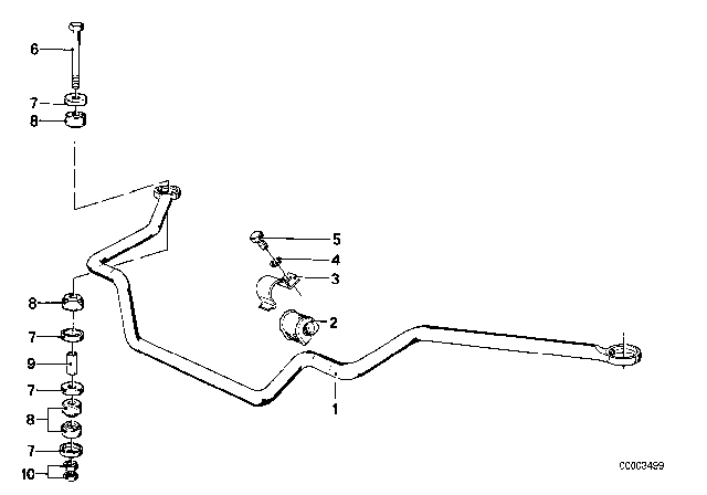 1978 BMW 530i Stabilizer, Front Diagram