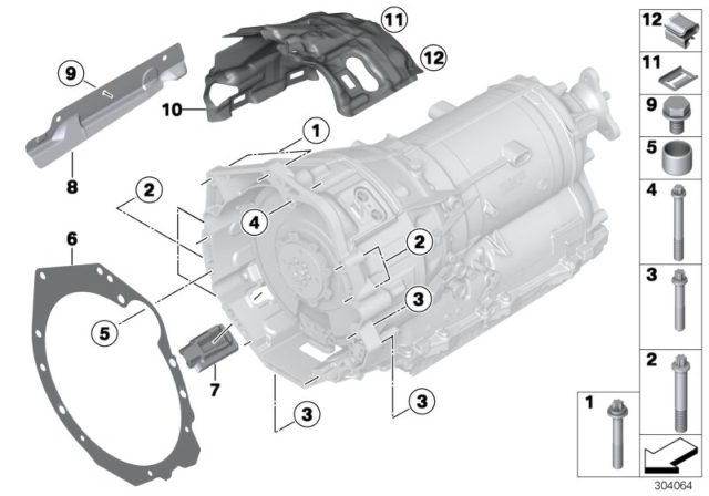 2013 BMW ActiveHybrid 3 Transmission Mounting Diagram