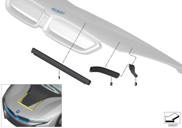 2014 BMW i8 Bonnet Seals Diagram