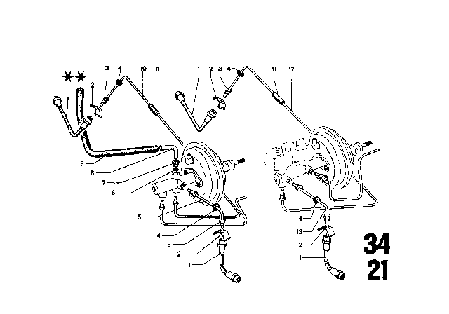 1976 BMW 2002 Brake Pipe Front / Rear / Mounting Diagram 1