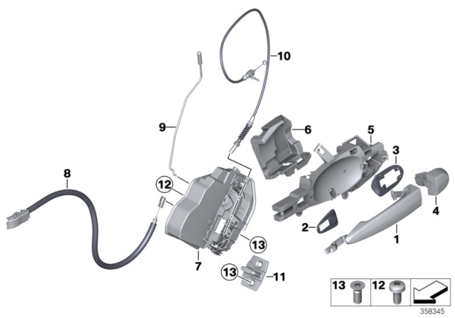 2013 BMW X3 Locking System, Door Diagram 2