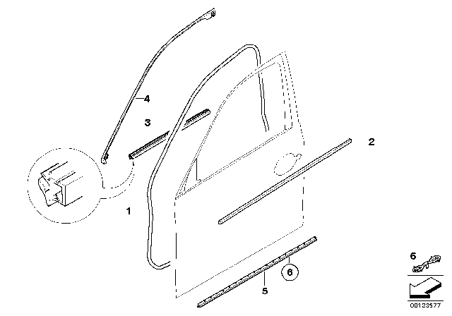 2009 BMW 550i Door Weatherstrip Diagram 1