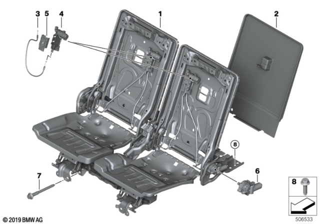 2019 BMW X7 Drive Backrest Folding Right Diagram for 52209473696