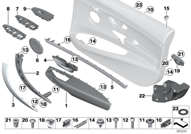 2016 BMW 328i GT xDrive Mounting Parts, Door Trim Panel Diagram 1