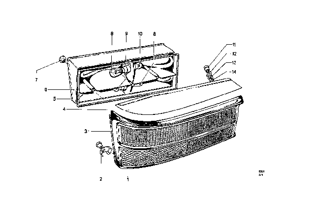 1969 BMW 2000 Bulb Diagram for 07119978205