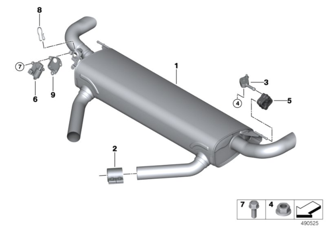 2020 BMW X6 Rear Muffler With Exhaust Fl Diagram for 18307935439