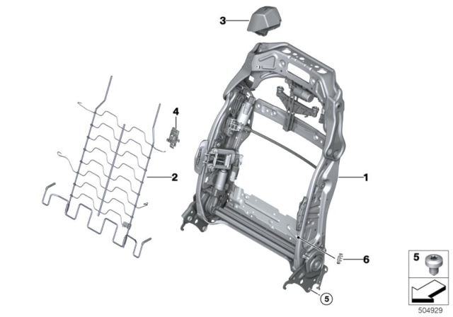 2020 BMW X6 Backrest Frame, Comfort Seat Diagram for 52107410472