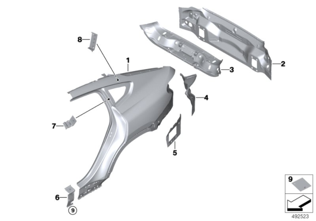 2020 BMW X6 Side Panel / Tail Trim Diagram