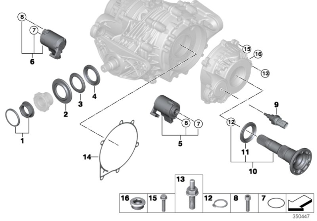 2014 BMW X5 Rear Axle Differential Separate Components Diagram