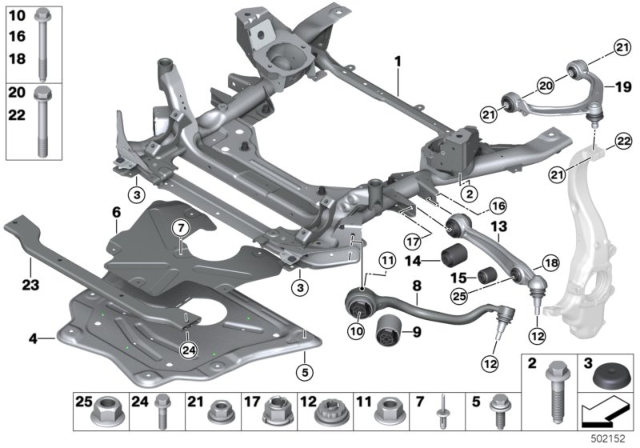 2019 BMW X6 Front Axle Support, Wishbone / Tension Strut Diagram