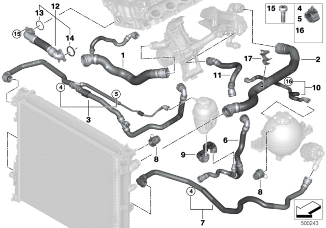 2020 BMW X4 Cooling System Coolant Hoses Diagram