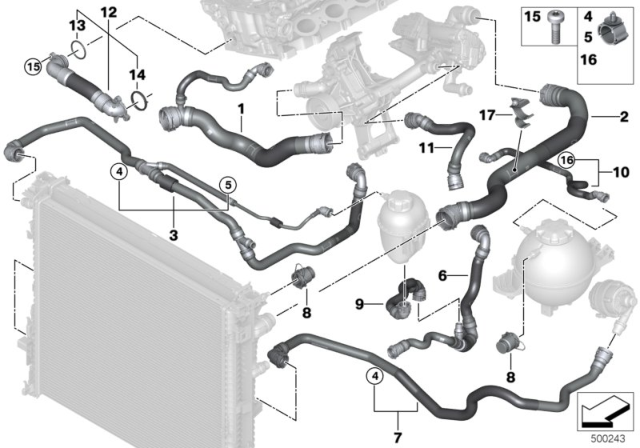 2020 BMW X4 HOSE COOLANT PUMP Diagram for 17128670673