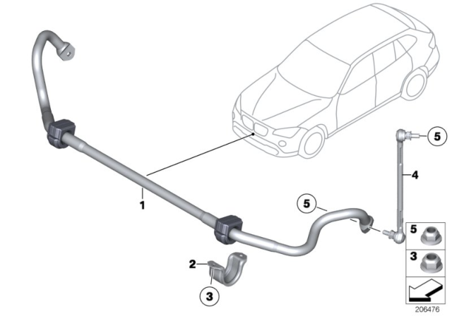 2015 BMW X1 Stabilizer, Front Diagram