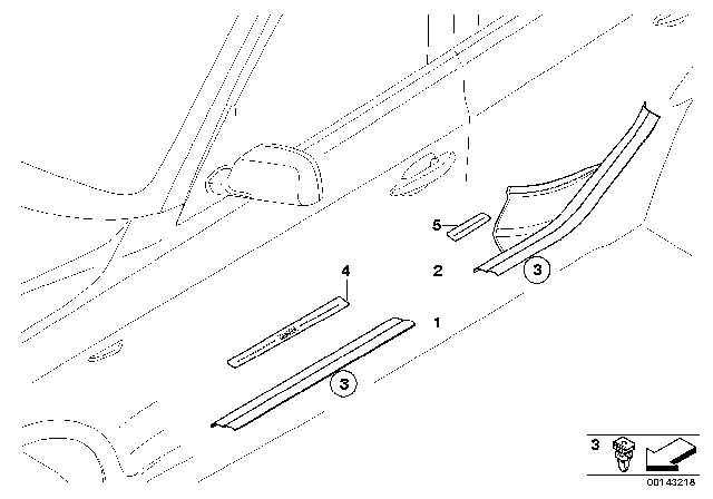 2010 BMW X3 Cover Strip, Entrance Rear Right Diagram for 51473416380