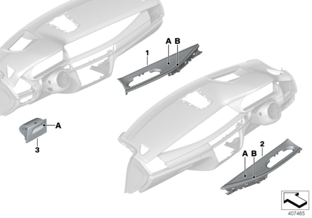 2016 BMW X6 Individual Dashboard, Mounting Parts Diagram