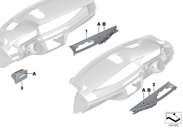 2018 BMW X5 M Individual Dashboard, Mounting Parts Diagram