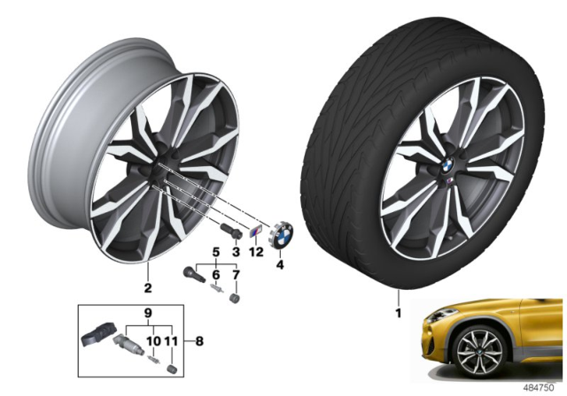 2020 BMW X1 Wheel Rim Light Alloy Orbit Grey Matt Diagram for 36108008659