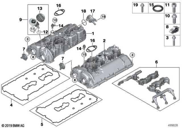 2020 BMW M8 CYLINDER HEAD COVER Diagram for 11128053530