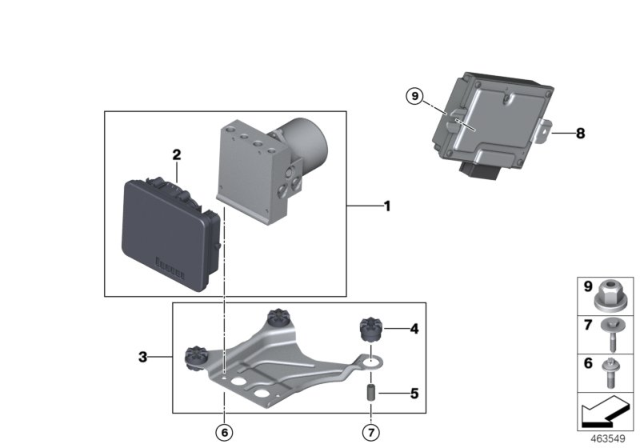 2019 BMW Alpina B7 Hydro Unit DSC / Control Unit / Fastening Diagram