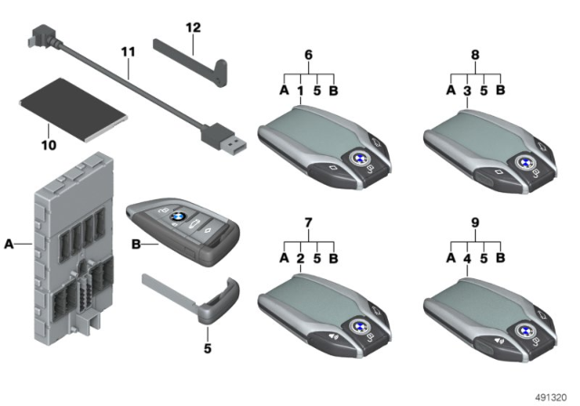 2018 BMW 530i BMW Display Key / Set Radio Remote Control With BDC Diagram