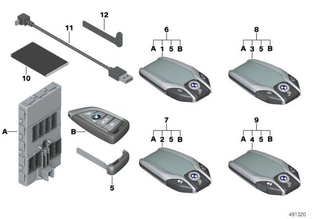 2019 BMW 530i xDrive BMW Display Key / Set Radio Remote Control With BDC Diagram