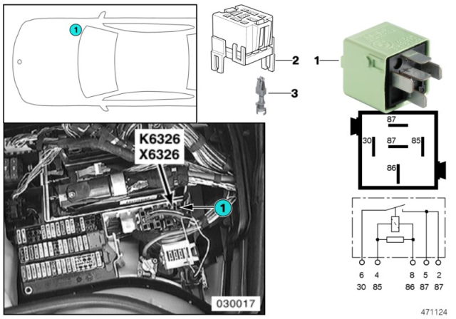 1996 BMW 740iL Relay, Load-Shedding Terminal Diagram 1