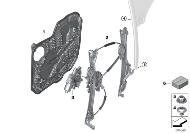 2020 BMW 840i xDrive Gran Coupe Door Window Lifting Mechanism Diagram 2